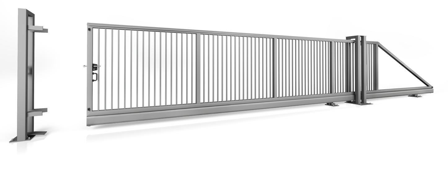 Industrieschiebetor Grundrahmenhöhe 200 mm Manuell 9500 x 1200 Linksöffnend vom Grundstück zur Straße blickend RAL 5010