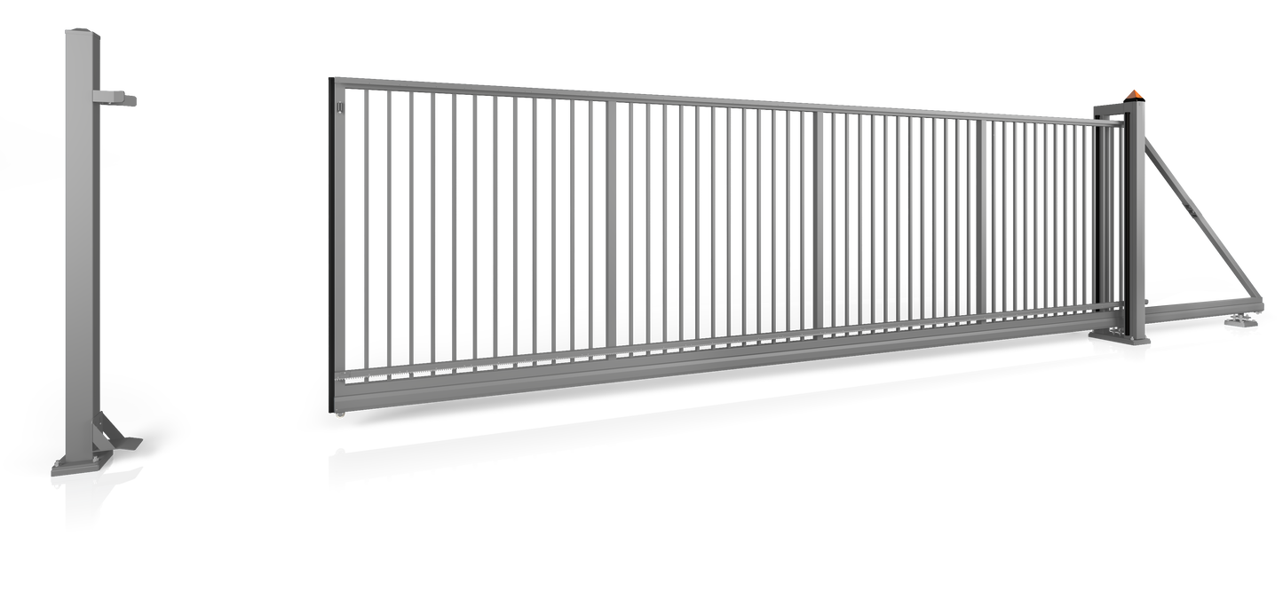 Industrieschiebetor Grundrahmenhöhe 95 mm Elektrisch 5500 x 1400 Rechtsöffnend vom Grundstück zur Straße blickend RAL 9016