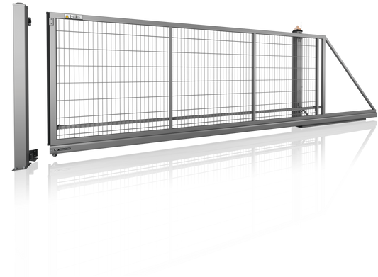 Allroundschiebetor Elektrisch 4500 x 1400 Rechtsöffnend vom Grundstück zur Straße blickend RAL 6005