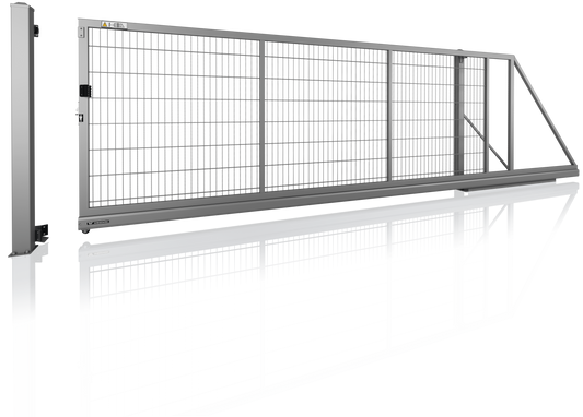 Allroundschiebetor Manuell 5500 x 1400 Linksöffnend vom Grundstück zur Straße blickend RAL 7030