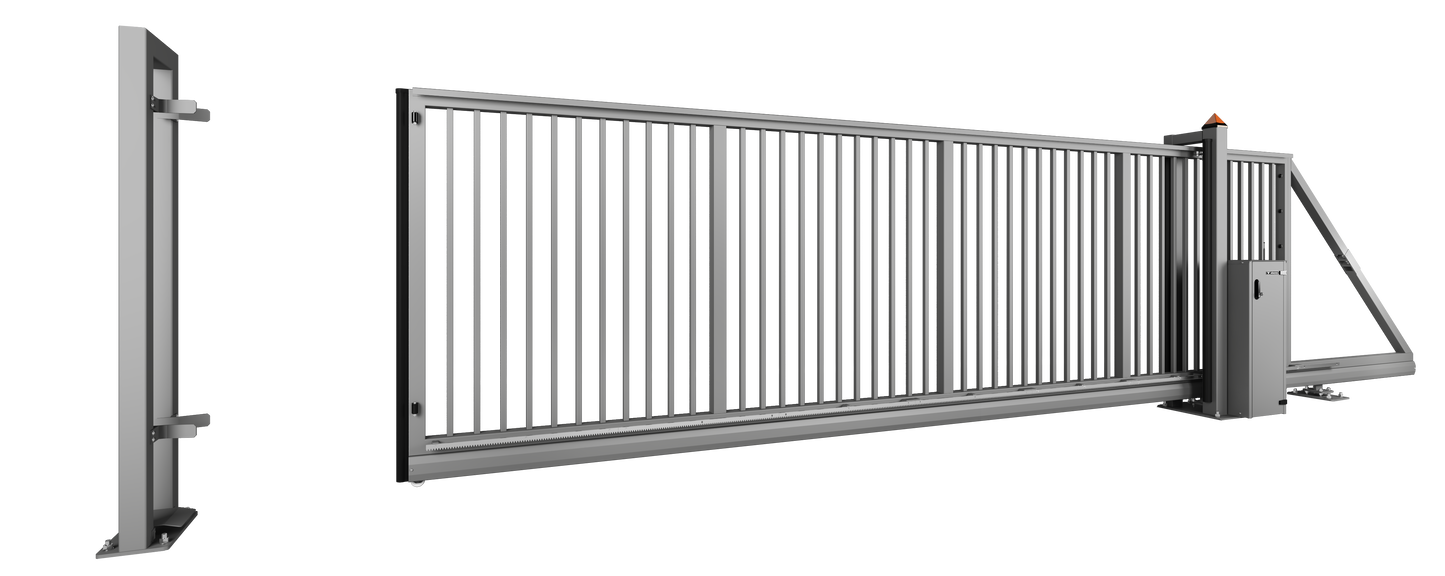 Industrieschiebetor Grundrahmenhöhe 130 mm Elektrisch 8500 x 1200 Linksöffnend vom Grundstück zur Straße blickend RAL 7016