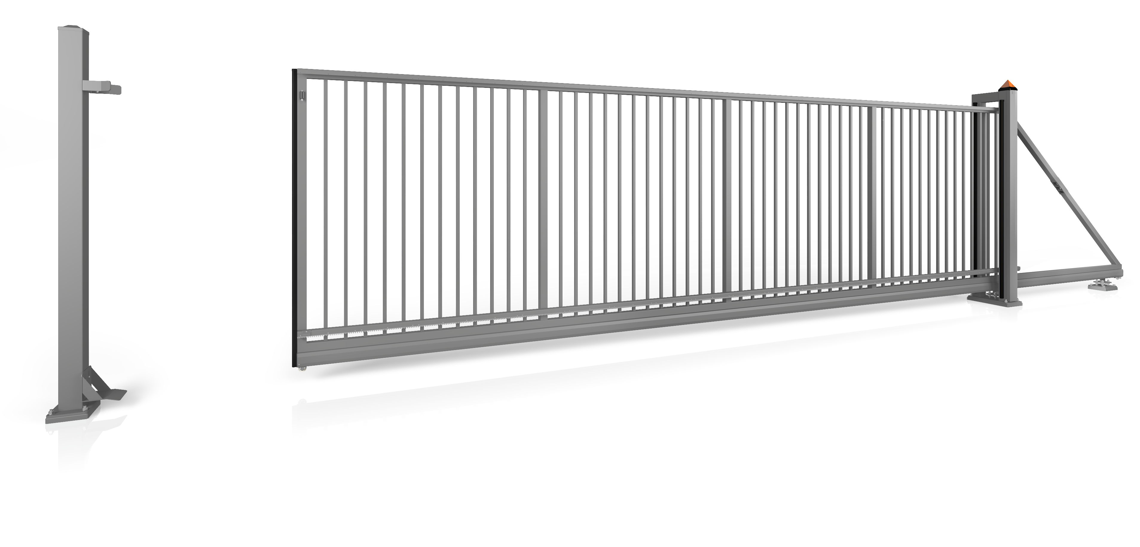 Industrieschiebetor Grundrahmenhöhe 95 mm Elektrisch 5500 x 1200 Linksöffnend vom Grundstück zur Straße blickend feuerverzinkt