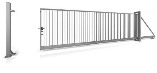 Industrieschiebetor Grundrahmenhöhe 95 mm Manuell 3500 x 1400 Linksöffnend vom Grundstück zur Straße blickend feuerverzinkt